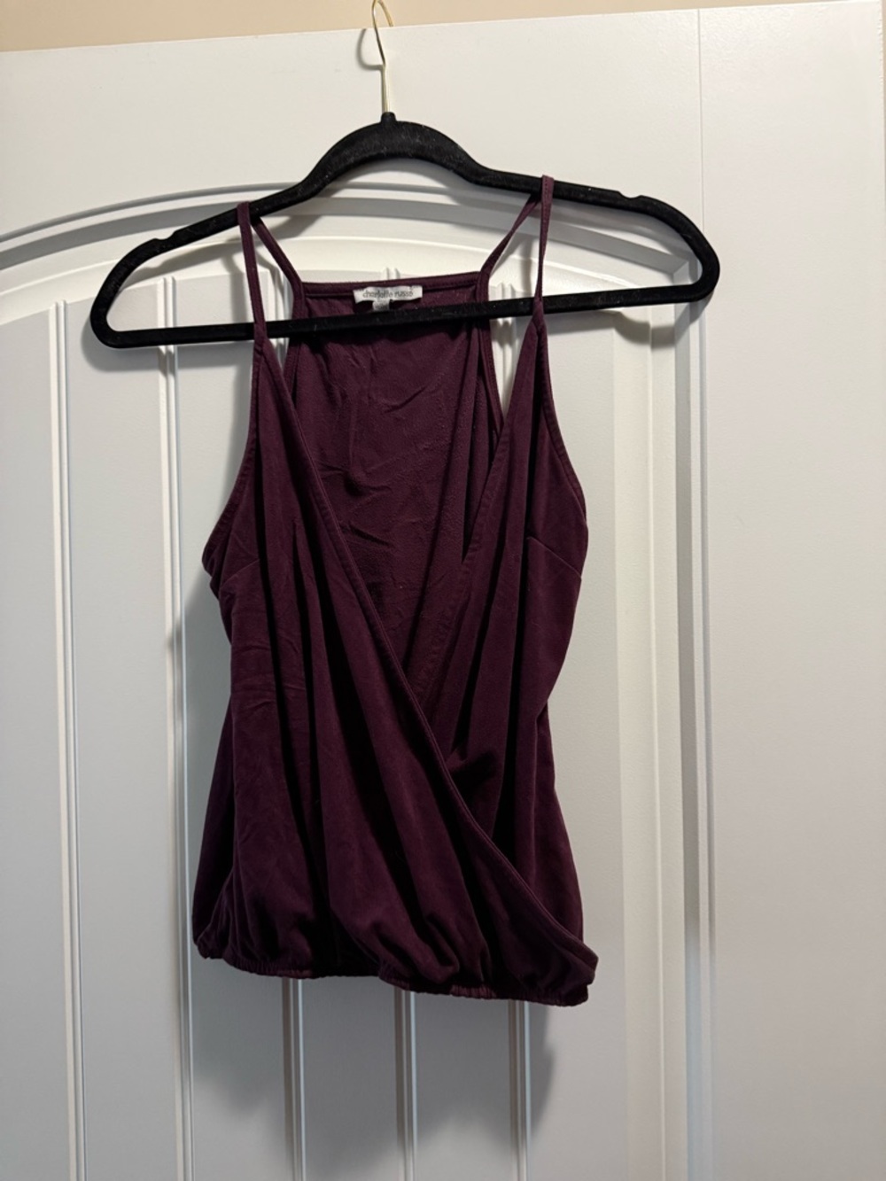 Charlotte Russe Deep Plum Surplice Spaghetti Strap Tank